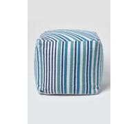 Stripe Cube Square Footstool Homescapes Blue One Size