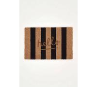 Homescapes Stripe Hello Coir Doormat, 40 X 60Cm In Beige Beige