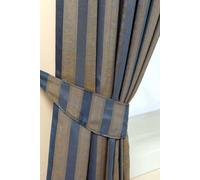 Homescapes Stripe Jacquard Curtain Tie Back Pair In Blue Blue One Size