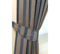 Homescapes Stripe Jacquard Curtain Tie Back Pair in Blue Homescapes Blue