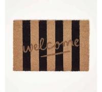 HOMESCAPES Stripe Welcome Coir Doormat, Non-Slip PVC Backed Heavy Duty Indoor & Outdoor Welcome Mat, 40 x 60cm