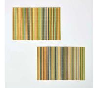 HOMESCAPES Striped Bamboo Placemats, Set of 2
