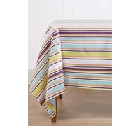 Homescapes Striped Cotton Tablecloth, 137Cm X 178Cm In Green Green
