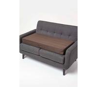 HOMESCAPES Brown Quilted 2-Seater Booster Cushion with Removable Cover 100 cm Long 10cm Deep Firm Orthopaedic Foam Cushion Two Seater Sofa Seat Pad with Soft Faux Suede Washable Cover
