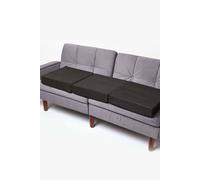 HOMESCAPES Black Quilted 3-Seater Booster Cushion with Removable Cover 150 cm Long 10cm Deep Firm Orthopaedic Foam Cushion Three Seater Large Sofa Seat Pad with Soft Faux Suede Washable Cover
