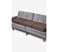 HOMESCAPES Brown Quilted 3-Seater Booster Cushion with Removable Cover 150 cm Long 10cm Deep Firm Orthopaedic Foam Cushion Three Seater Large Sofa Seat Pad with Soft Faux Suede Washable Cover