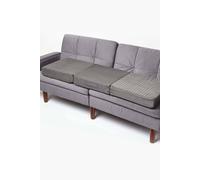HOMESCAPES Grey Quilted 3-Seater Booster Cushion with Removable Cover 150 cm Long 10cm Deep Firm Orthopaedic Foam Cushion Three Seater Large Sofa Seat Pad with Soft Faux Suede Washable Cover