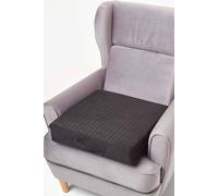 HOMESCAPES Black Quilted Armchair Booster Cushion with Removable Cover 50 cm Square 10cm Deep Firm Orthopaedic Foam Cushion Seat Pad with Soft Faux Suede Washable Cover
