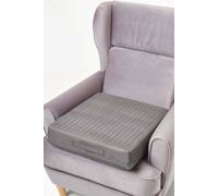 HOMESCAPES Grey Quilted Armchair Booster Cushion with Removable Cover 50 cm Square 10cm Deep Firm Orthopaedic Foam Cushion Seat Pad with Soft Faux Suede Washable Cover