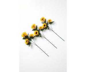 Homescapes Sunflower Stems Set Of 3 Artificial Flowers, Yellow Yellow