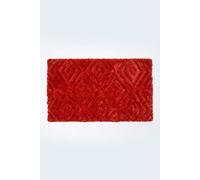 HOMESCAPES Super Absorbent Soft Ikat Burnt Orange Bathmat with Plush Geometric Pattern and Non Slip Latex Backing, 50 x 80 cm Large Shower Mat Machine Washable