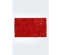 HOMESCAPES Super Absorbent Soft Ikat Burnt Orange Bathmat with Plush Geometric Pattern and Non Slip Latex Backing, 50 x 80 cm Large Shower Mat Machine Washable