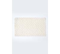 Homescapes Bath Mat - Super Absorbent Soft Ikat Pattern, Non-Slip Latex Backing, 50x80 cm, White