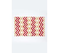 HOMESCAPES Super Absorbent Soft 100% Cotton Chevron Burnt Orange and Yellow Bathmat with Geometric Pattern and Non Slip Latex Backing, 50 x 80 cm Large Shower Mat Machine Washable