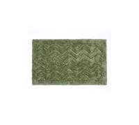 HOMESCAPES Super Absorbent Soft ‘Sandwood’ Sage Green Bathmat with Plush Chevron Geometric Pattern and Non Slip Latex Backing, 50 x 80 cm Large Shower Mat Machine Washable
