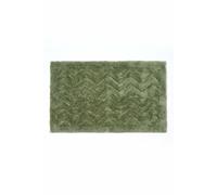 HOMESCAPES Super Absorbent Soft ‘Sandwood’ Sage Green Bathmat with Plush Chevron Geometric Pattern and Non Slip Latex Backing, 50 x 80 cm Large Shower Mat Machine Washable