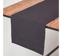 HOMESCAPES - Table Runner - Black - 100% Ribbed Cotton - 17 x 70 Inch ( 44 x 178 cm ) - Easy care - Washable at 40 Deg C
