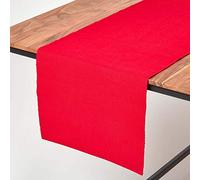 Cotton Plain Table Runner Homescapes Red One Size