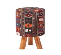 Homescapes Tall Kilim Footstool With Wooden Legs