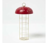 Homescapes Tall Red Mushroom Hanging Bird Feeder