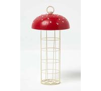 Homescapes Tall Red Mushroom Hanging Bird Feeder Red