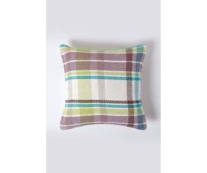 Homescapes Tartan 100% Cotton Falun Cushion Cover In Green Green
