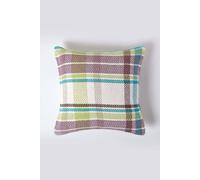 Homescapes Tartan 100% Cotton Falun Cushion Cover In Green Green 45cm x 45cm