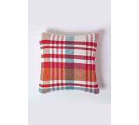Homescapes Tartan 100% Cotton Falun Cushion Cover In Red Red 45cm x 45cm