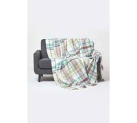 Homescapes Tartan 100% Cotton Falun Throw In Green Green 225cm x 255cm
