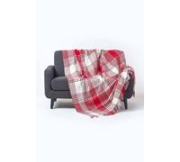 HOMESCAPES Large Red Tartan Throw 90 x 100 Inches or 228cm x 254cm, 100% Cotton Sofa throw for Most 3 Seater Settees and Sofas