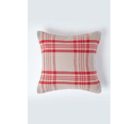 (Grey & Red, 60 x 60 cm) Tartan Pattern Cushion Cover
