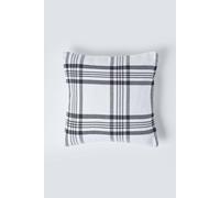 HOMESCAPES Large White & Black Tartan Cushion Cover, 100% Cotton, 24 x 24 or 60cm x 60cm, A Great Fit for Sofa or Settee Cushion Cover, or as Display Cushion Cover for your Bed or Conservatory