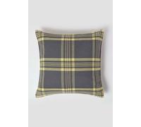 HOMESCAPES Large Grey & Yellow Tartan Cushion Cover 100% Cotton, 24 x 24 Inches or 60cm x 60cm, A Great Fit for Sofa or Settee Cushion Cover, or as Display Cushion Cover for your Bed or Conservatory