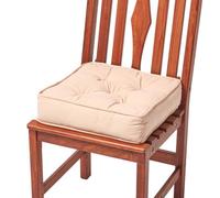 Homescapes Taupe Beige Cotton Dining Chair Booster Cushion