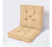 Homescapes Taupe Beige Cotton Travel Back Support Booster Cushion