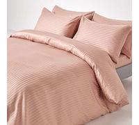 HOMESCAPES Taupe Beige Pure Egyptian Cotton Duvet Cover Set Super King 330 TC 500 Thread Count Equivalent Satin Stripe Quilt Cover 2 Pillowcases Included Bedding Set