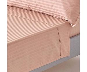 HOMESCAPES Taupe Brown Pure Egyptian Cotton Flat Sheet King 330 TC 500 Thread Count Equivalent Satin Stripe Bed Sheet