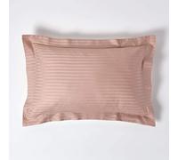 HOMESCAPES Taupe Brown Pure Egyptian Cotton Oxford Pillowcase Standard Size 330 TC 500 Thread Count Percale Equivalent Satin Stripe Pillow Case Pack of 2