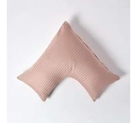 HOMESCAPES Taupe Brown Pure Egyptian Cotton V-Shape Pillowcase 330 TC 500 Thread Count Percale Equivalent Satin Stripe Pillow Case For Nursing Pregnancy and Elderly Pack of 2