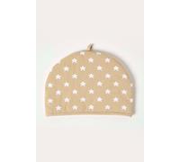 HOMESCAPES Double Design Tea Cosy Stars Beige Teapot Warmer Cotton