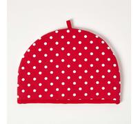 HOMESCAPES Double Design Tea Cosy Polka Dots Red Muff Teapot Warmer 100% Cotton