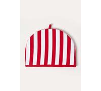 HOMESCAPES Double Design Tea Cosy Thick Stripes Red Muff Teapot Warmer 100% Cotton