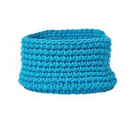 Homescapes Teal Blue Cotton Knitted Round Storage Basket, 37 X 21Cm