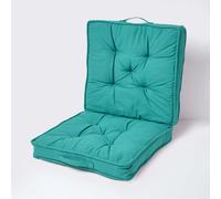 Homescapes Cotton Travel Support Booster Cushion in Teal | Size: 50 cm x 50 cm Homescapes Teal 50 cm x 50 cm