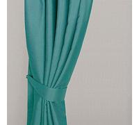 HOMESCAPES Teal Embossed Curtain Tie Back Pair Herringbone Chevron Textured Retro Geometric Design 2 Tie Backs For Curtain Pair - Coordinating with Blackout Thermal Curtains