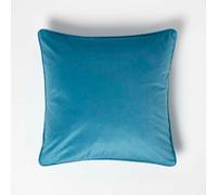 Homescapes Teal Filled Velvet Cushion With Piped Edge 46 X 46 Cm
