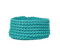 Cotton Knitted Round Storage Basket, 37 x 21 cm Homescapes Green S