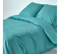 HOMESCAPES Teal Pure Egyptian Cotton Duvet Cover Set Euro Size 150 x 200 cm 200 TC 400 Thread Count Equivalent Pillowcase Included Quilt Cover Bedding Set