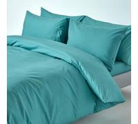 HOMESCAPES Teal Pure Egyptian Cotton Duvet Cover Set King Size 200 TC 400 Thread Count Equivalent 2 Pillowcases Included Quilt Cover Bedding Set