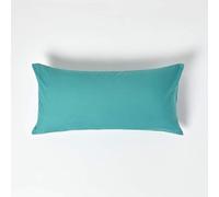 HOMESCAPES Teal Pure Egyptian Cotton Euro Size Pillowcase 40 x 80 cm 200 TC 400 Thread Count Percale Equivalent Pillow Case with Zip Pack of 2